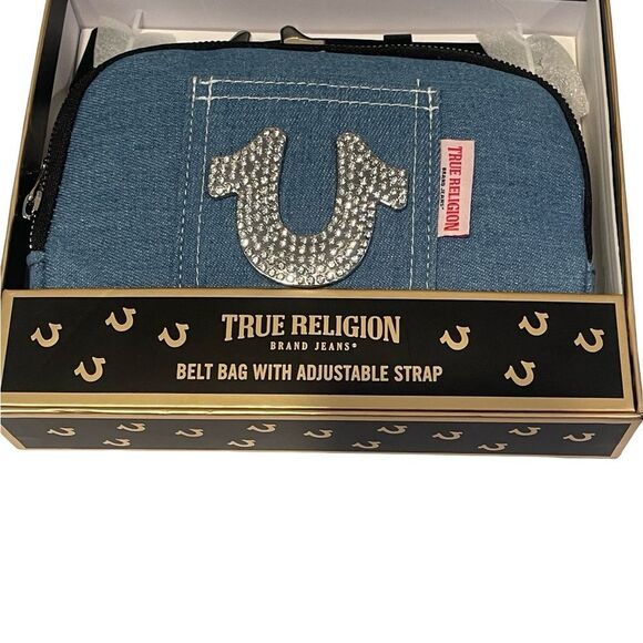 True Religion Denim Belt Bag with Rhinestone Logo - Picture 3 of 4